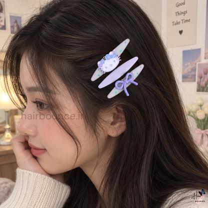 Kitty Charm Metal Snap Hair Clips – Pack of 3