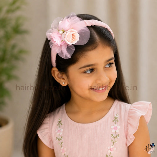 Rosette Grace Floral Bow Headband for Girls