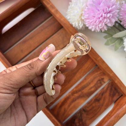 Bofeini Half Glitter Half Marble Finish Banana Clip - Medium