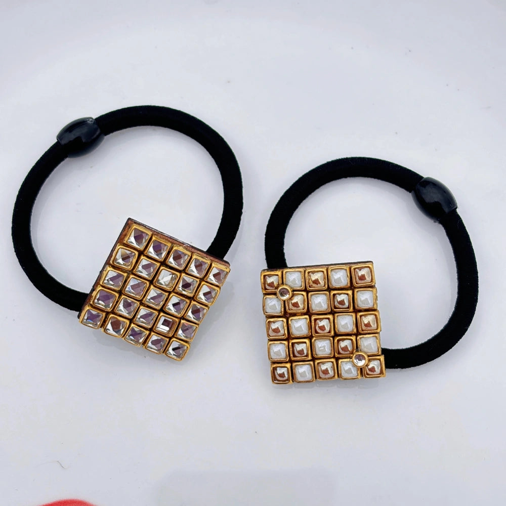 Square Combo Kundan Hair Band ( Set of 2 )