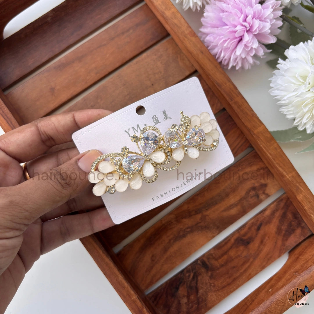 Butterfly Bloom Crystal Hair Barrette