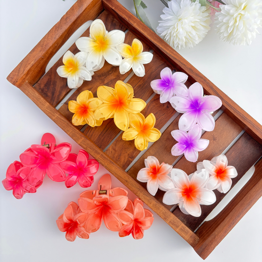 Shinny Triple Flower Hair Claw - Large
