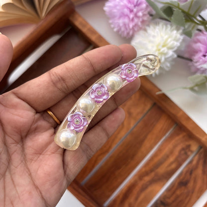 Pearl Blossom Banana Clip - Medium