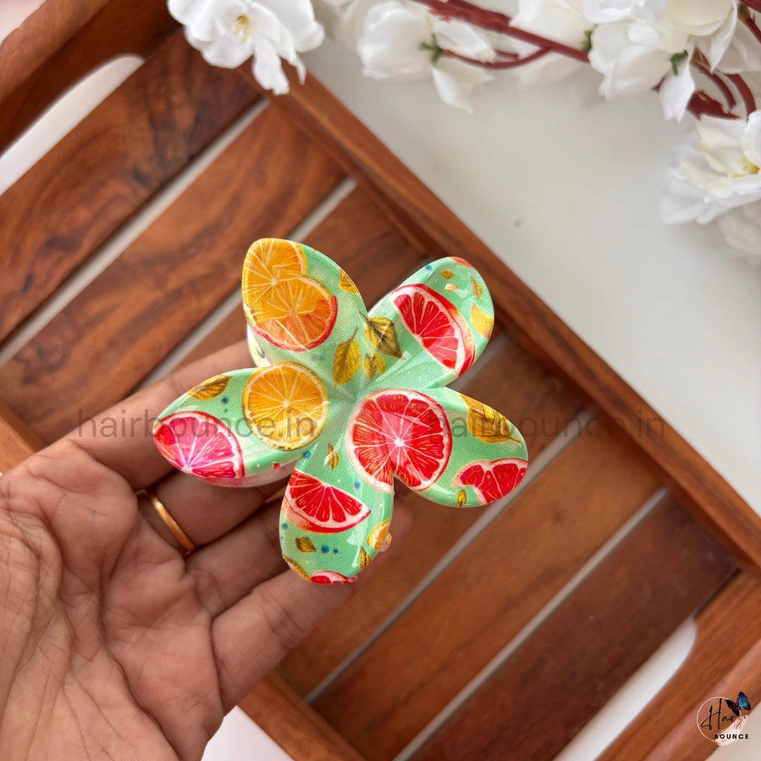 Fruit Print Flower Hair Claw – Large
