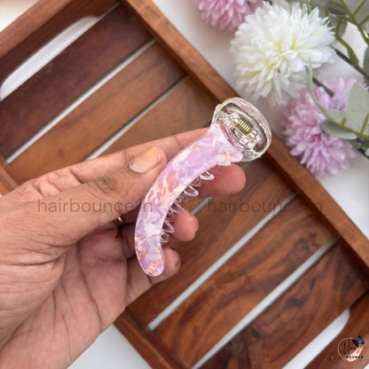 Marble Finish Curved Banana Hair Clip – Medium