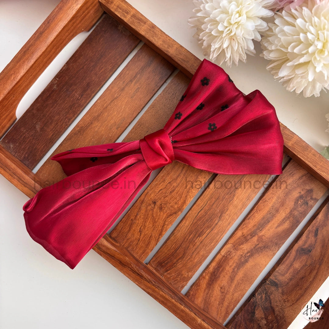 Chic Printed Satin Bow Hair Clip – Elegant Statement Style