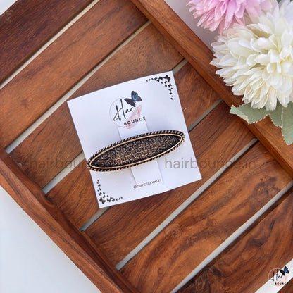 Vintage Noir Oval Hair Barrette – Antique Textured Statement Clip