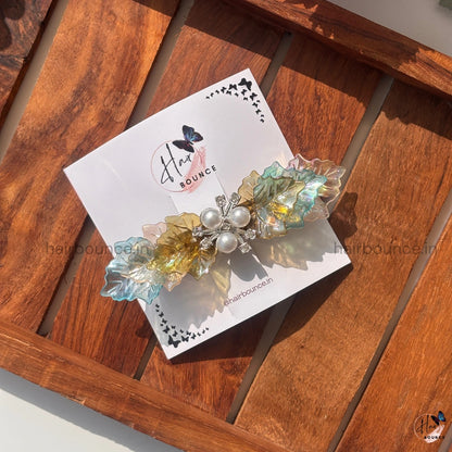 Multi-Tone Crystal Leaf Statement Clip - Assorted Colours