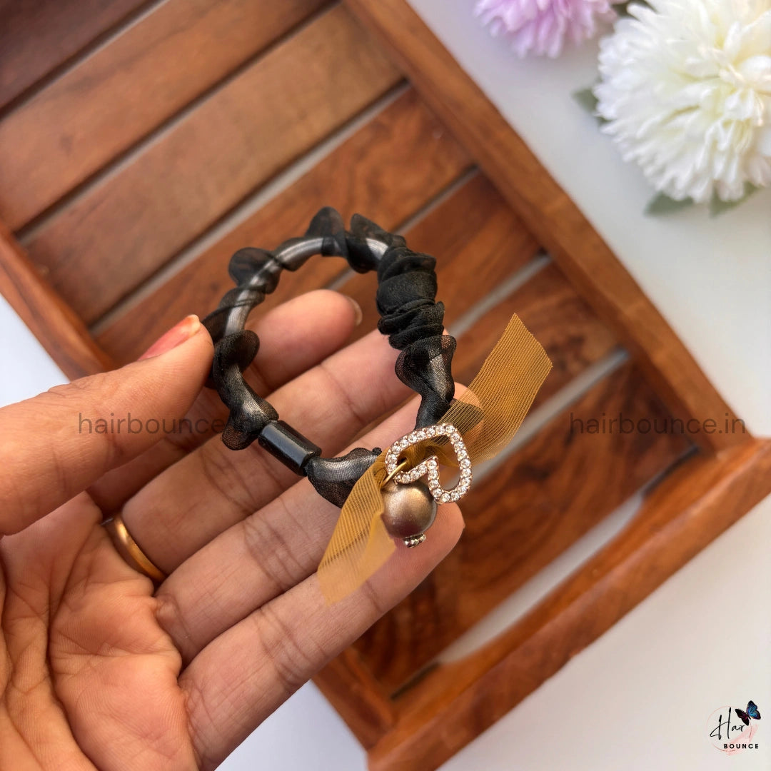 Luxe Organza Pearl Charm Hair Tie