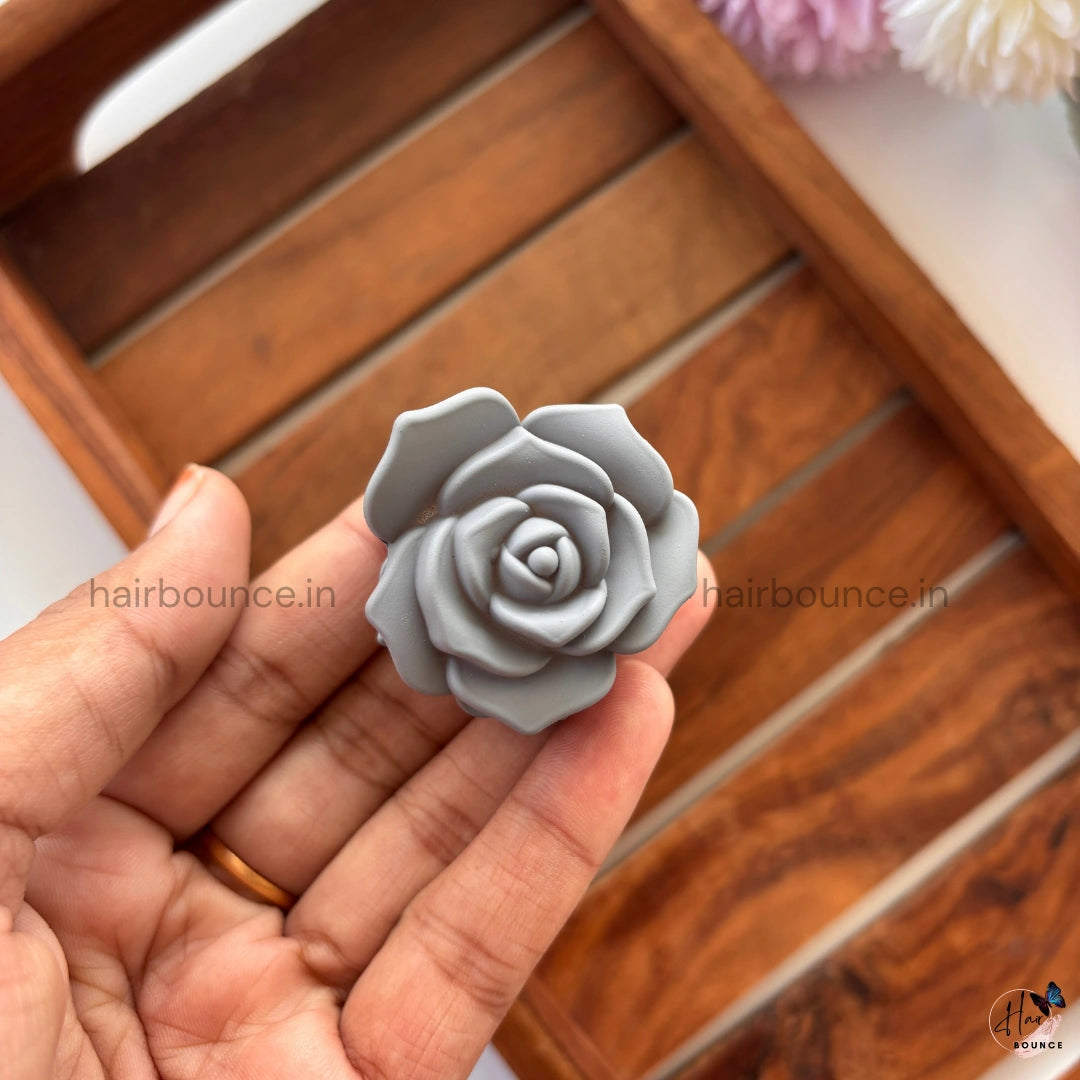 Matte Rose Flower Hair Claw - Small