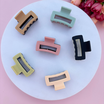 Dual Colour Rectangle Hair Claw - Pack of 2 / Assorted Colours