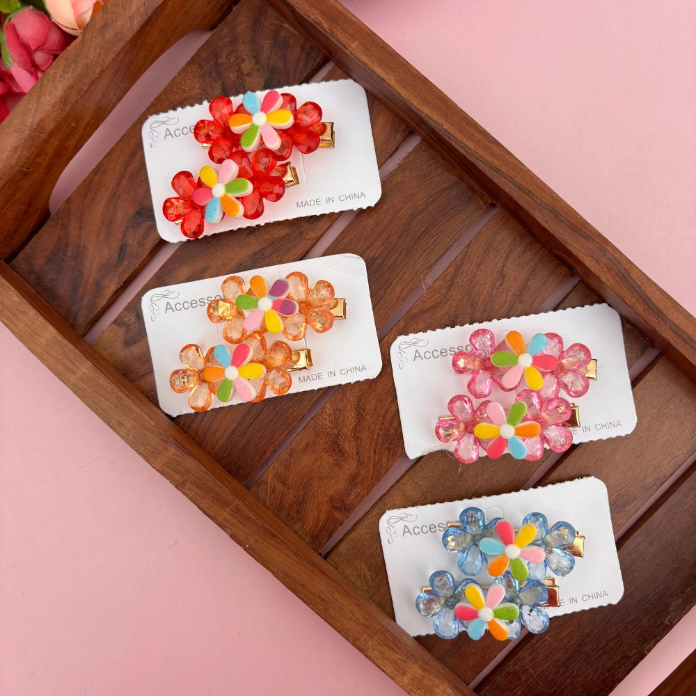 Pastel Trio Bloom Clip Set – Set of 2