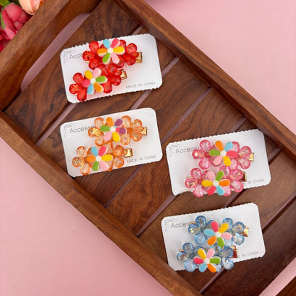 Pastel Trio Bloom Clip Set – Set of 2
