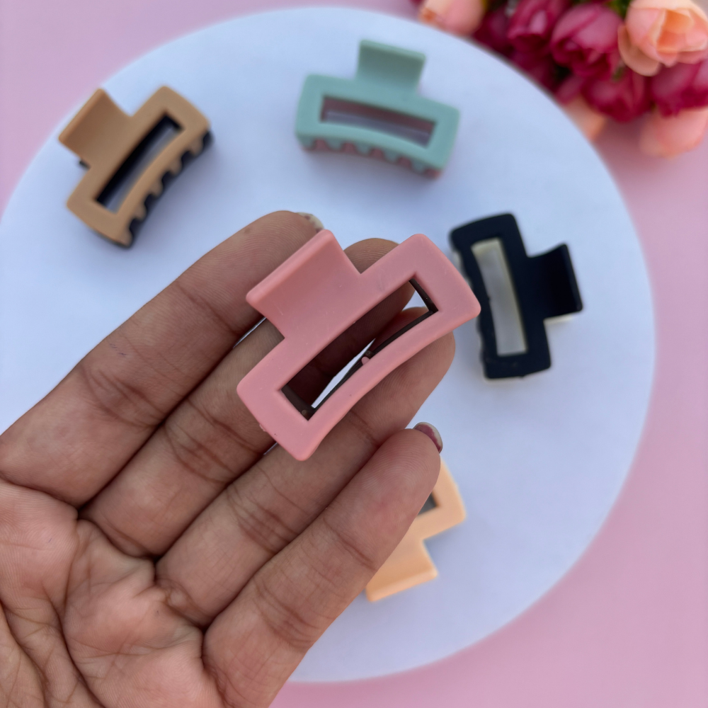 Dual Colour Rectangle Hair Claw - Pack of 2 / Assorted Colours