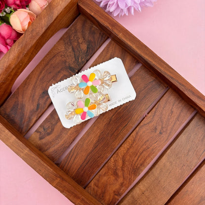 Pastel Trio Bloom Clip Set – Set of 2