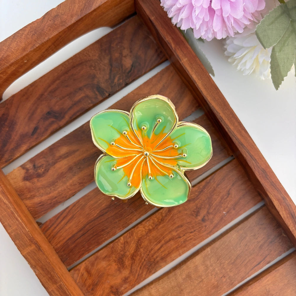 Premium Lily-inspired Floral Metal Hair Claw - Large
