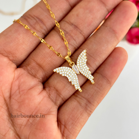 Stone Filled Butterfly Pendent