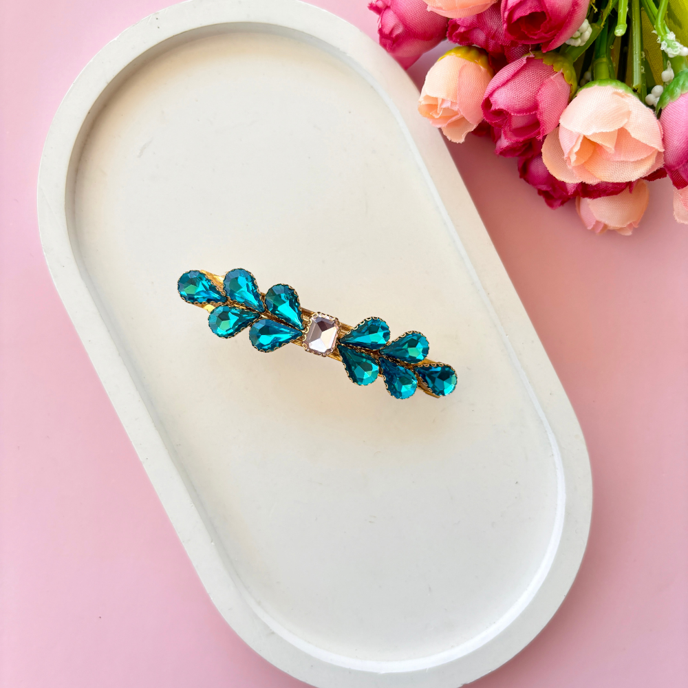Crystal Drop Hair Clip - Sky Blue