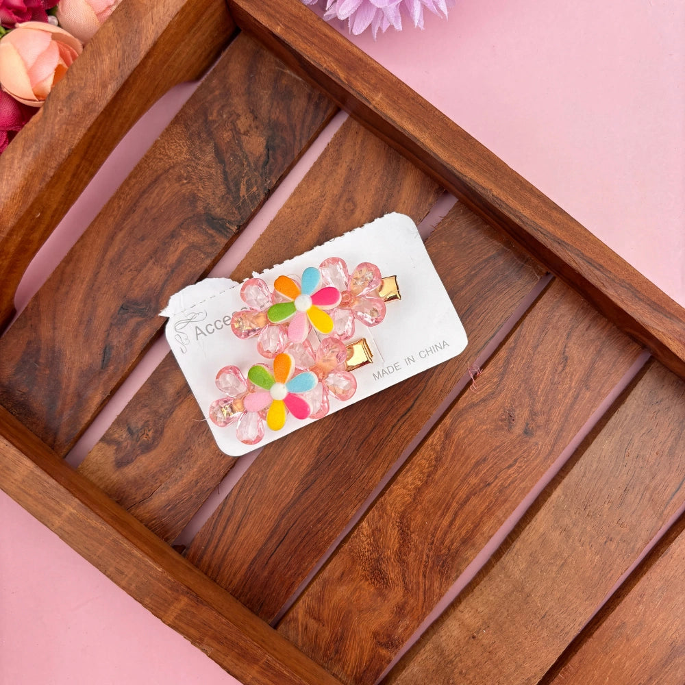 Pastel Trio Bloom Clip Set – Set of 2