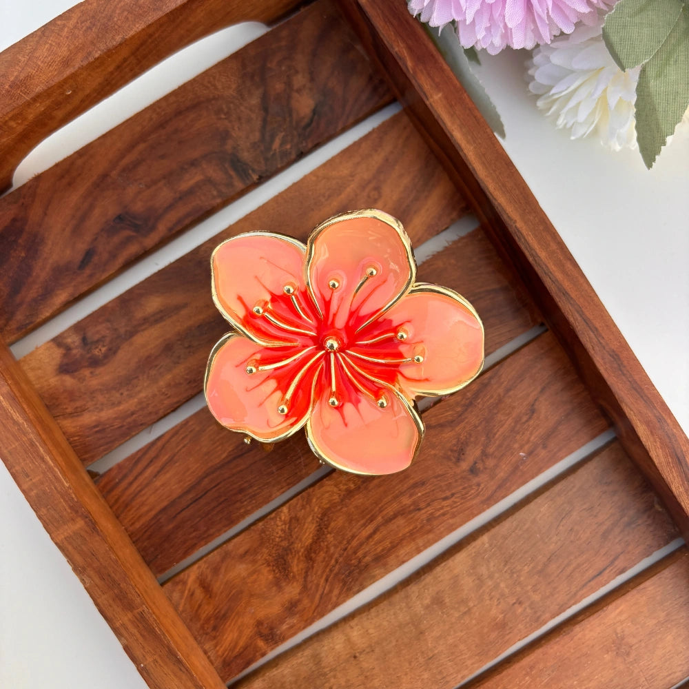 Premium Lily-inspired Floral Metal Hair Claw - Large