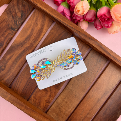 Premium Bow Leaf Crystal Center Clip