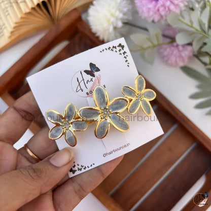 Glossy Floral Center Hair Clip