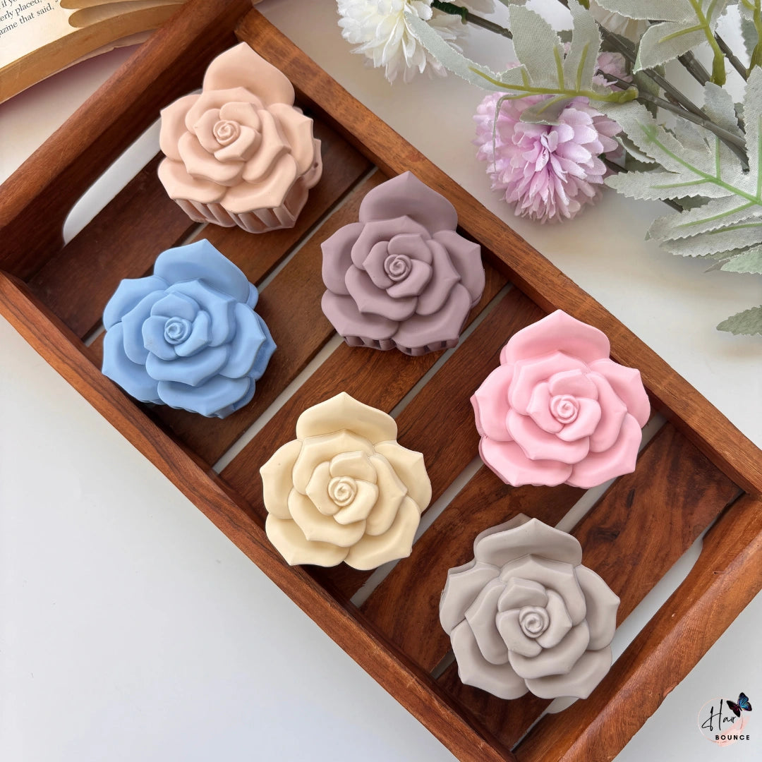 Matte Rose Bloom Hair Claw – Medium
