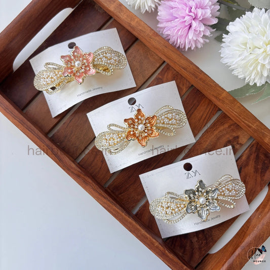 Pearl Bloom Floral Hair Barrette