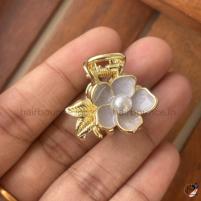Pearl Bloom Premium Metal Hair Claw - Small