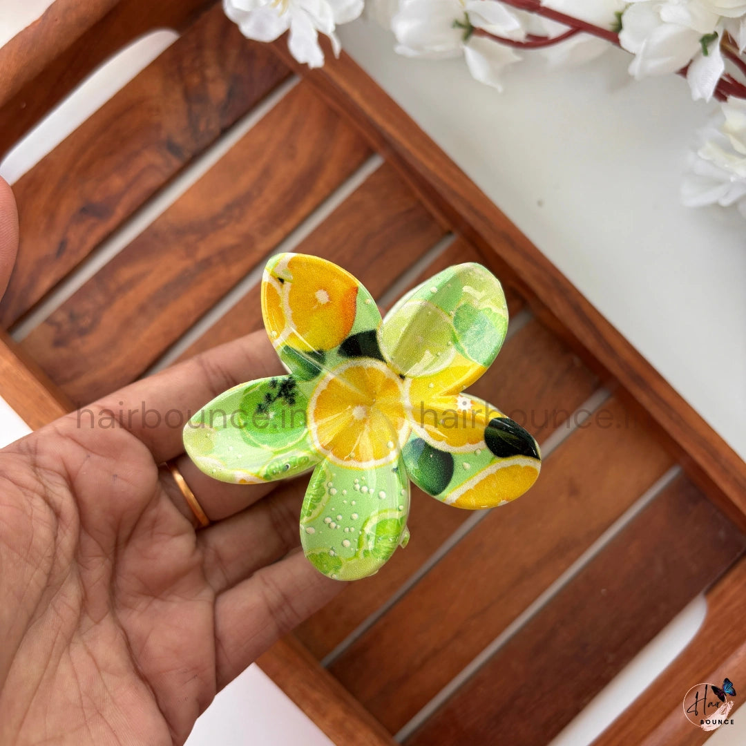 Fruit Print Flower Hair Claw – Large
