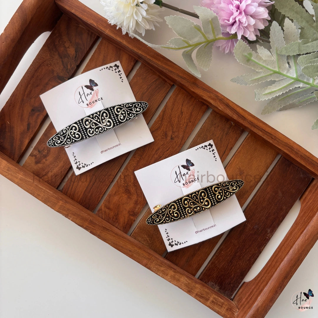 Heritage Scroll Antique Metallic Barrette