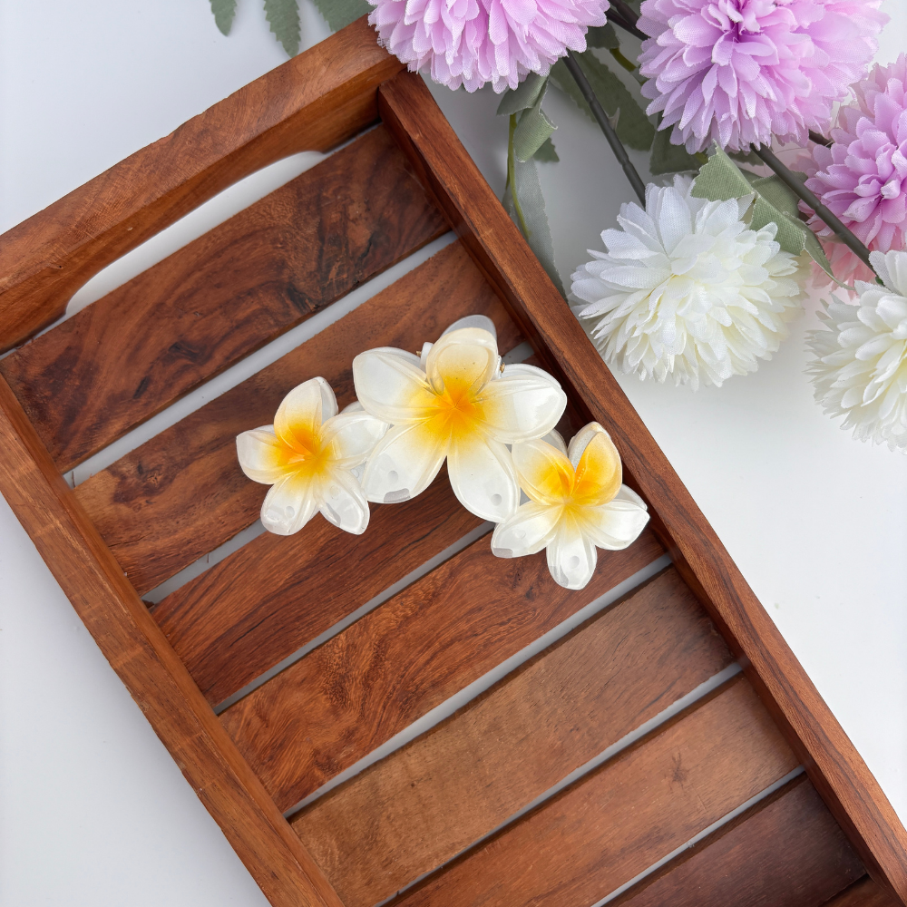 Shinny Triple Flower Hair Claw - Large