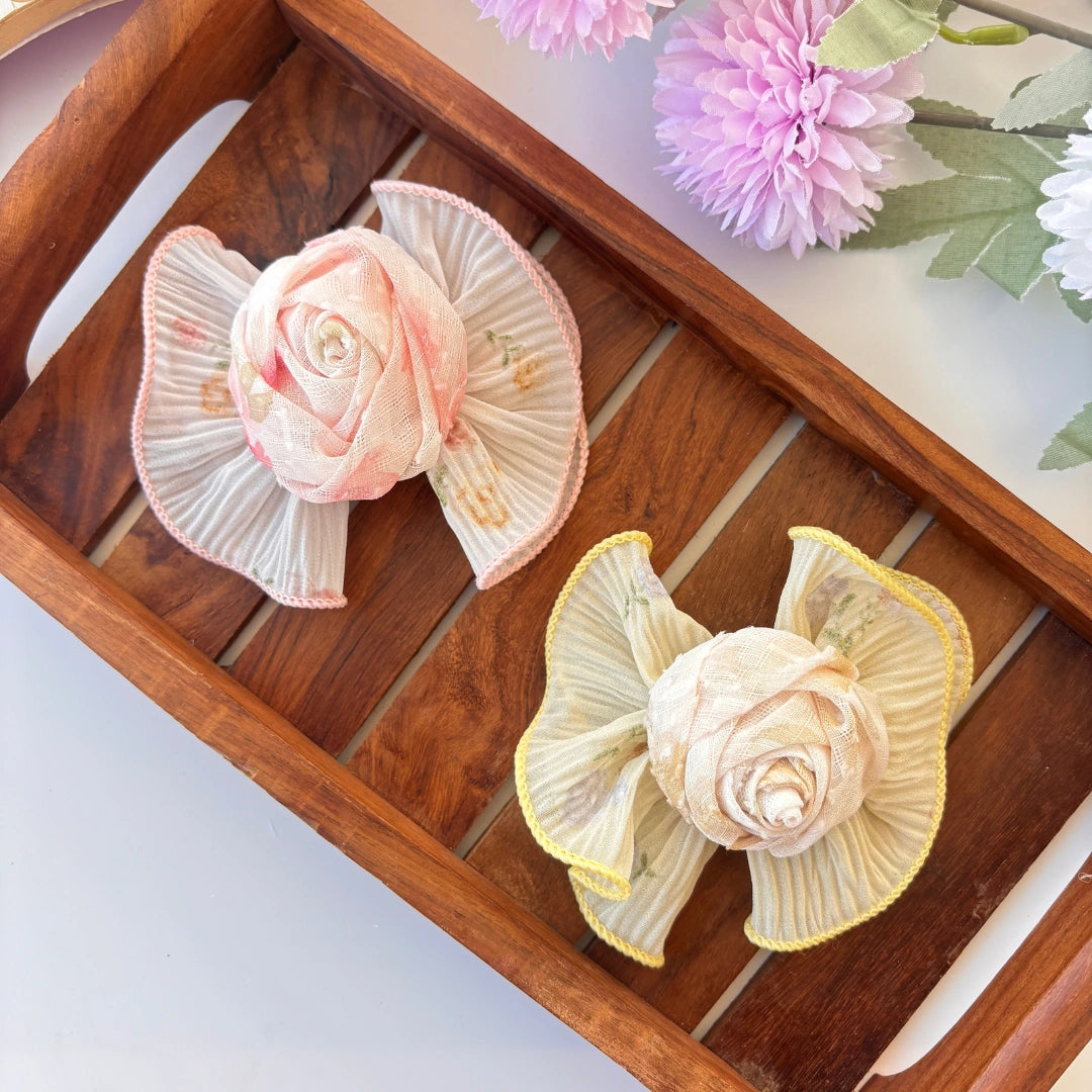 Floral Rose Bow Clip