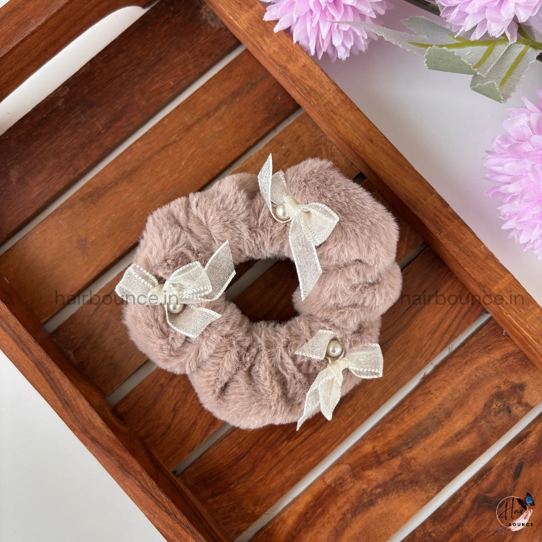 Pearl Bow Plush Scrunchies – Soft, Elegant & Everyday Cute