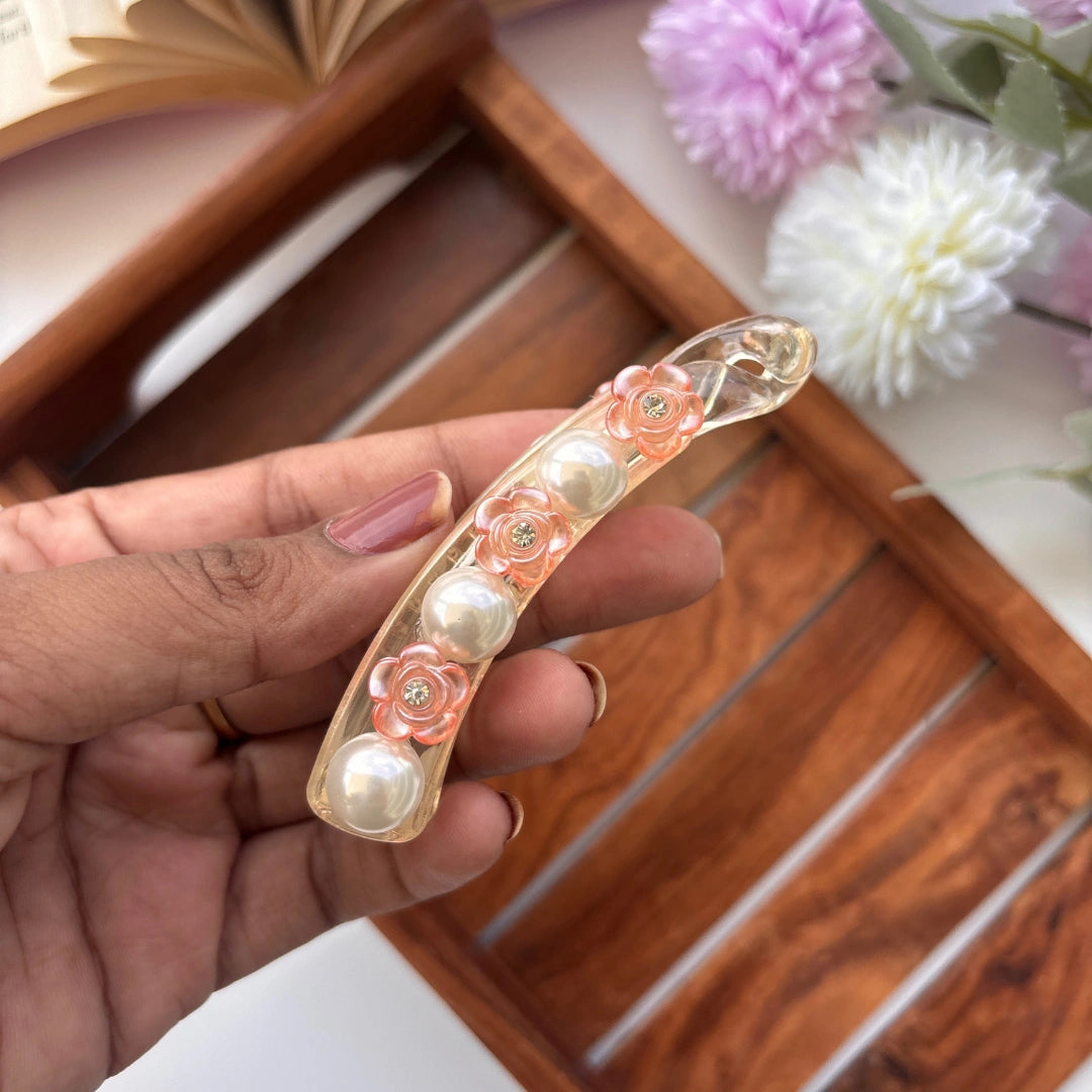 Pearl Blossom Banana Clip - Medium