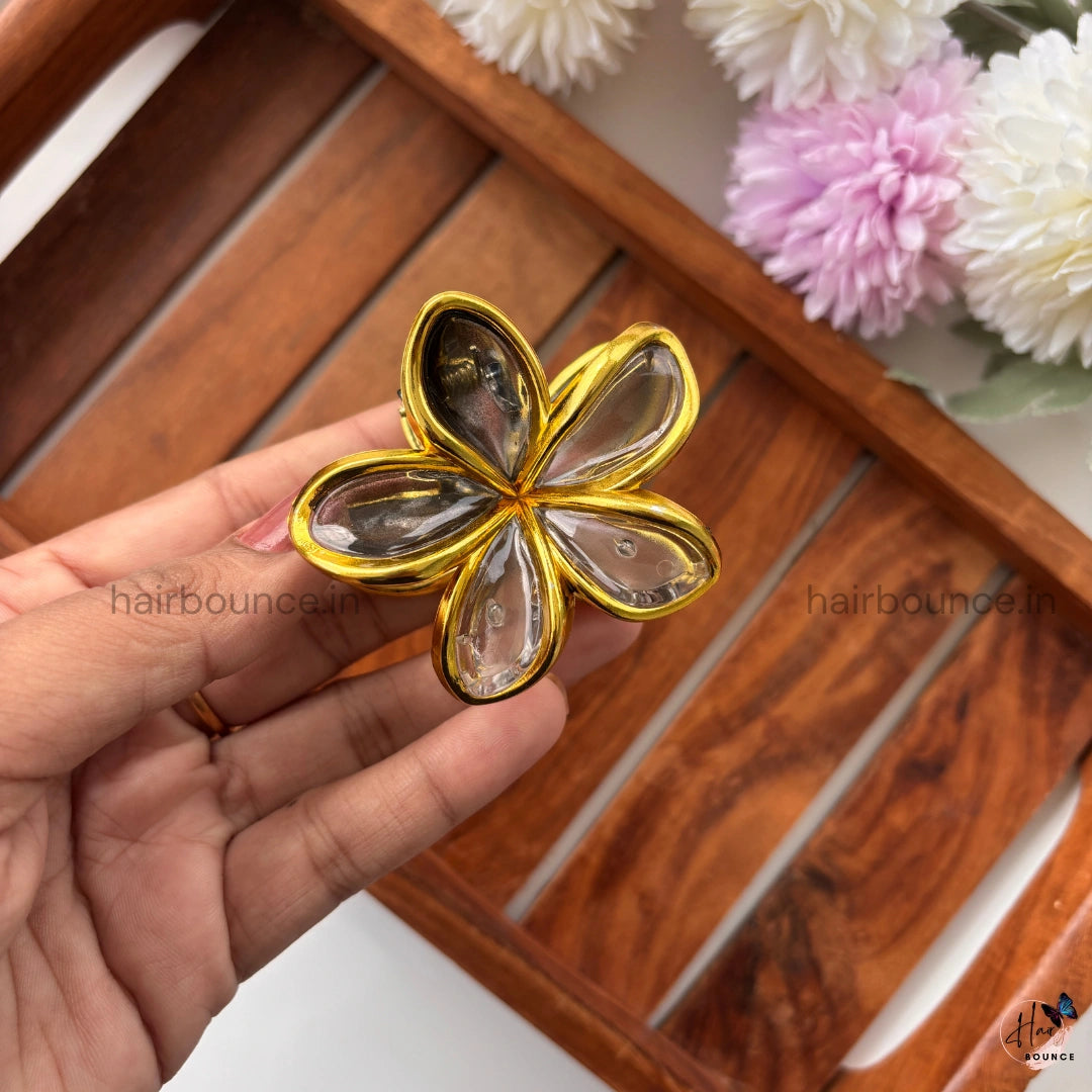 Golden Petal Flower Hair Claw - Medium