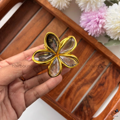 Golden Petal Flower Hair Claw - Medium