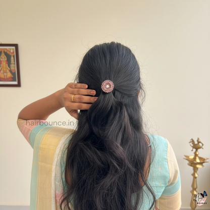 Purple Moon Circle Kundan Hair Band
