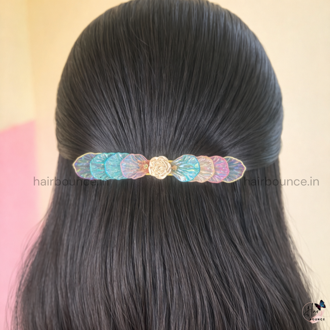 Pastel Iridescent Rose Barrette Hair Clip - Assorted Colours