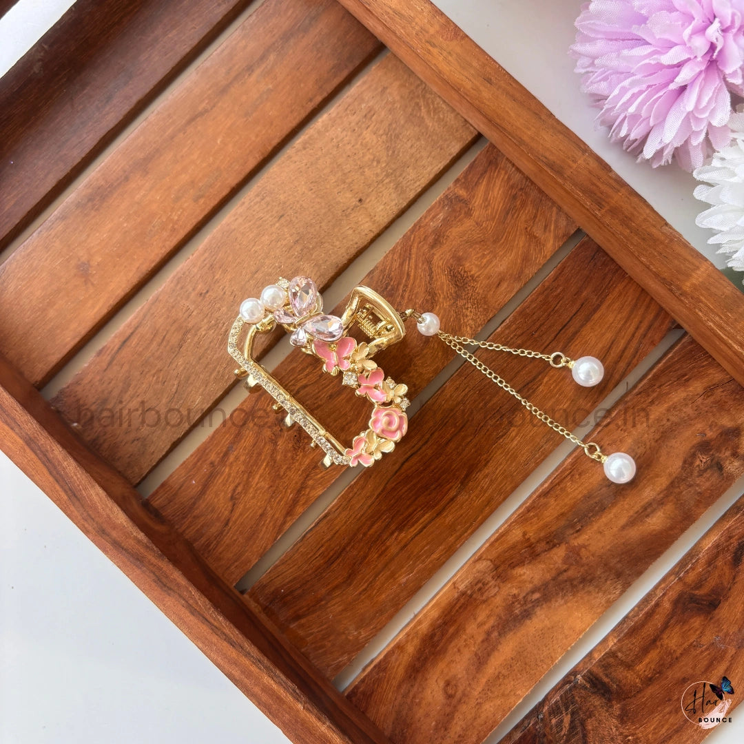 Royal Blossom Pearl Drop Hair Claw – Medium
