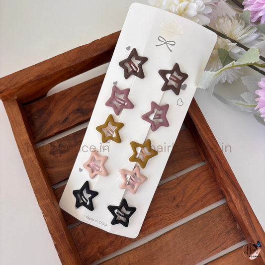 Aesthetic Star Shape Hair Clips – Matte Finish Snap Pins (Pack of 10) for Girls & Women