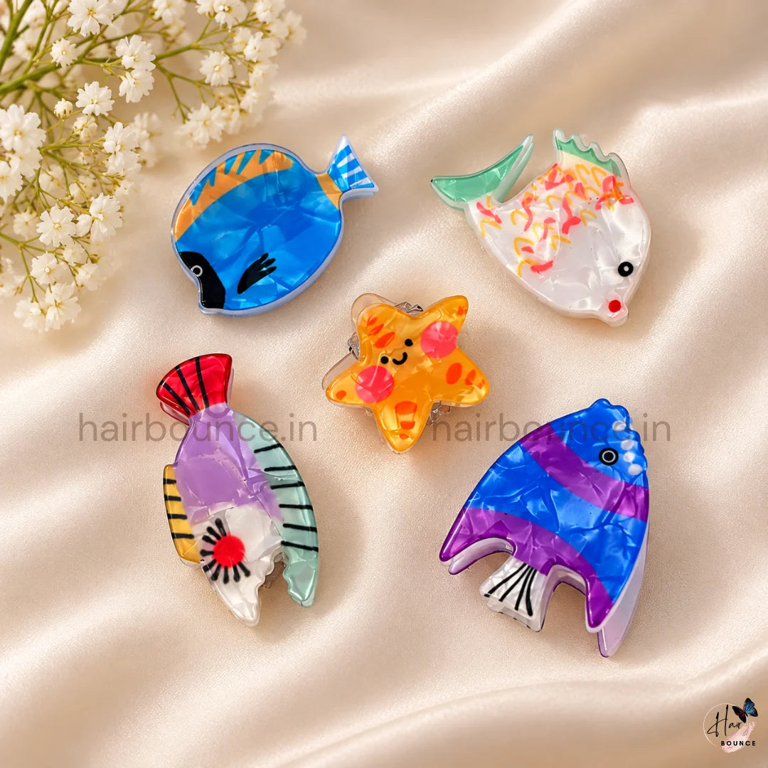 Coral Reef Mini Hair Claw Clips – Pack of 5