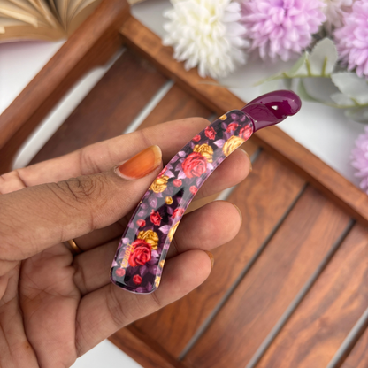 Rose Printed Lock Banana Clip - Medium