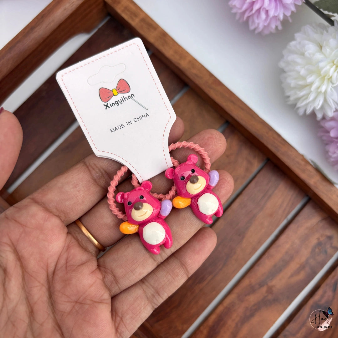 Cute Teddy Bear Hair Ties for Girls – Pack of 2