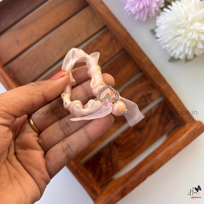 Luxe Organza Pearl Charm Hair Tie