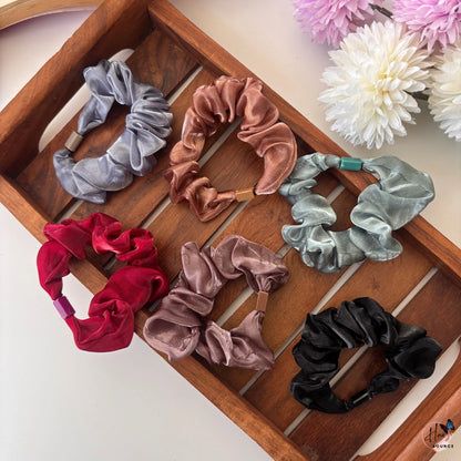 Luxury Satin Scrunchies – Glossy Hair Ties