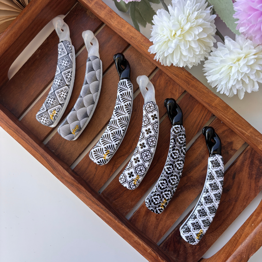 Black White Printed Banana Clip - Large