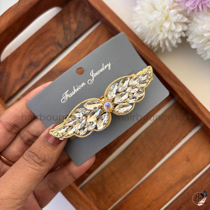Royal Crystal Leaf Center Hair Clip