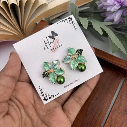 Blossom Pearl Petal Studs – Green