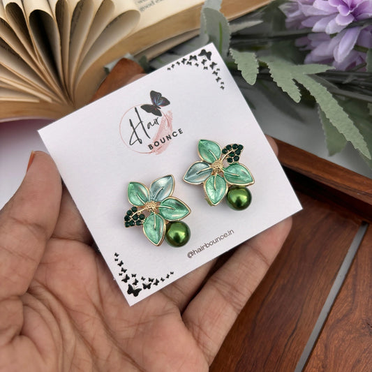 Blossom Pearl Petal Studs – Green
